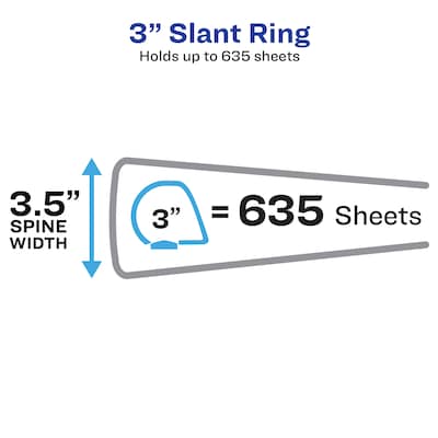 Avery Nonstick Heavy Duty 3" 3-Ring View Binders, Slant Ring, White (5604)