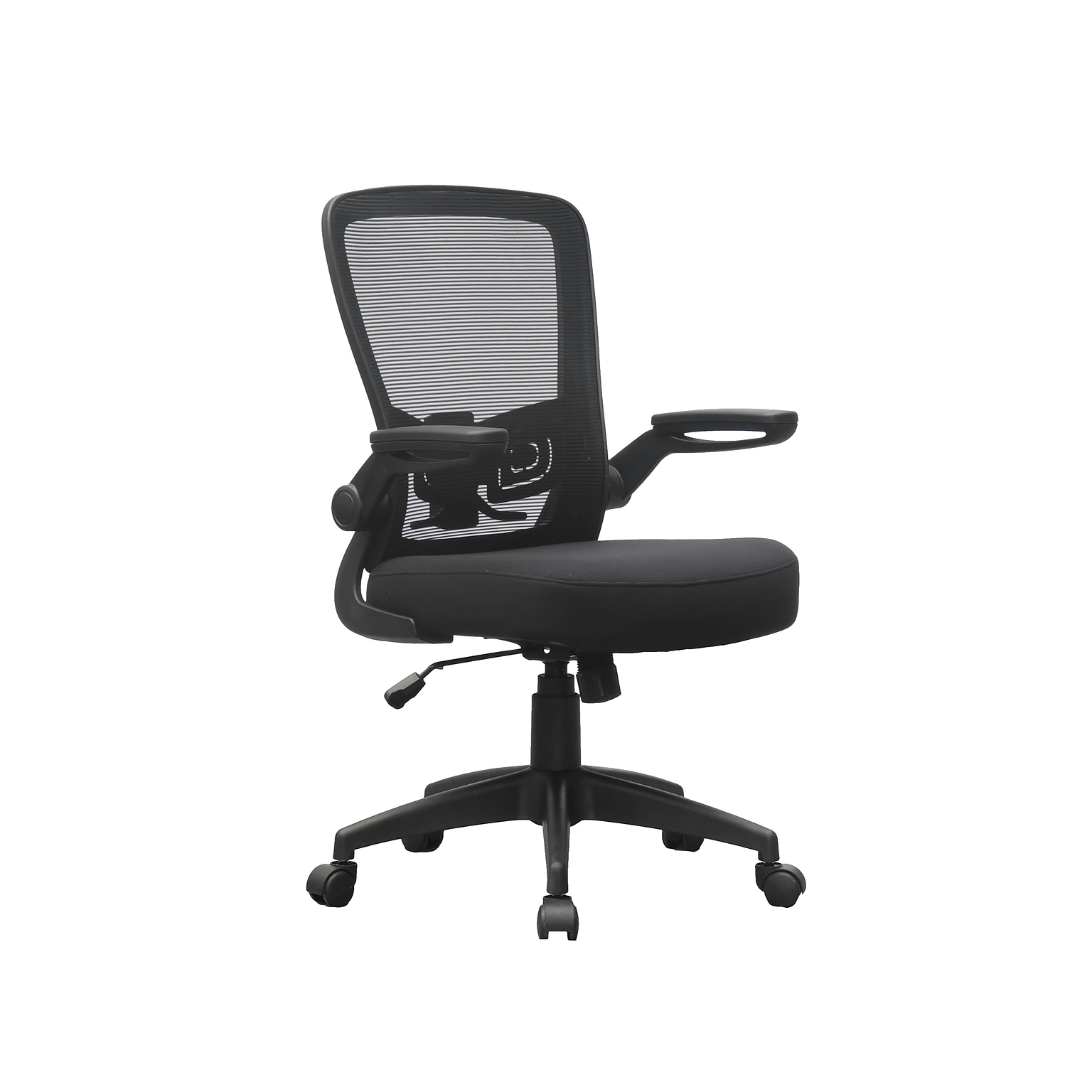 Boss Flip Arm Ergonomic Mesh/Fabric Swivel Task Chair, Black (B6366BK-BK)