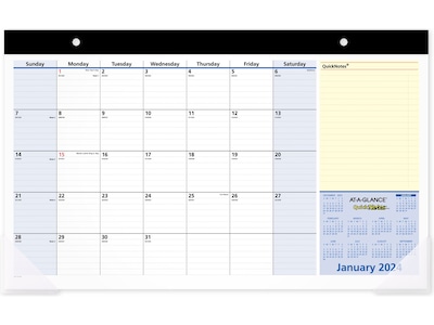 2024 AT-A-GLANCE QuickNotes 17.75 x 11 Monthly Desk Pad Calendar, Blue/Yellow (SK710-00-24)
