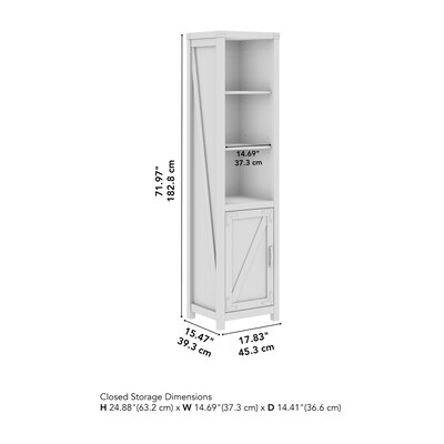 Bush Furniture Knoxville 72"H 5-Shelf Bookcase with Door, Cottage White (CGB118CWH-03)