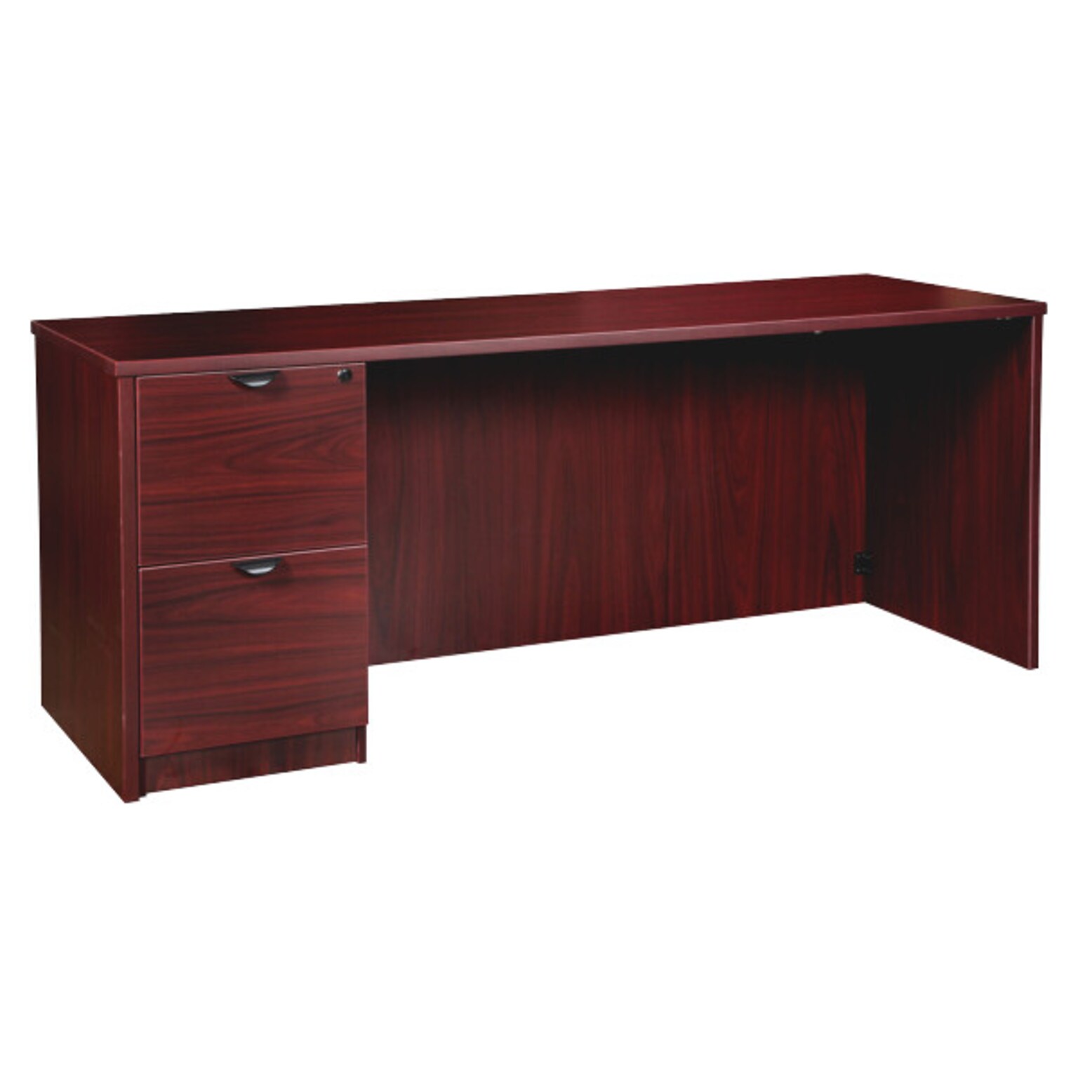 Lorell Prominence 2.0 Left-Pedestal Credenza, 24D x 66W x 29H, Mahogany (LLRPC2466LMY)