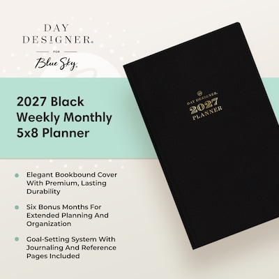2027 Blue Sky Day Designer 5" x 8" Weekly & Monthly Planner, Black (163809)
