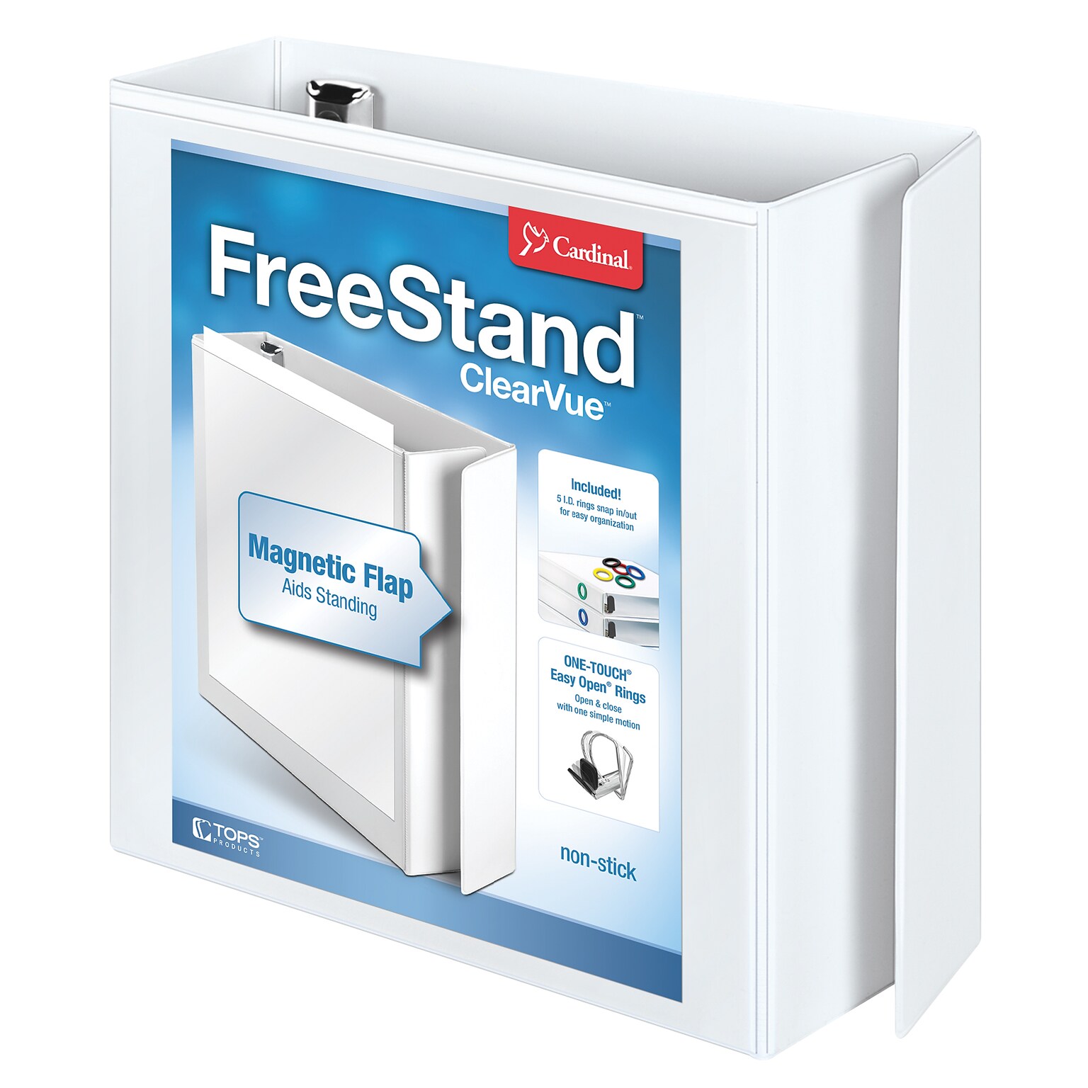 Cardinal FreeStand EasyOpen 3 3-Ring View Binders, D-Ring, White (43130)