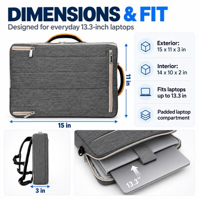VanGoddy Laptop Messenger, Gray Nylon (LAPLEA022)