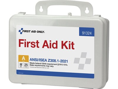 First Aid Only Plastic First Aid Kit, ANSI 2021 Class A, 25 People, 94 Pieces (91324)