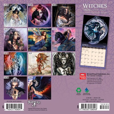 2026 BrownTrout Witches Alchemy 7 x 7 Monthly Wall Calendar (9798330708048)