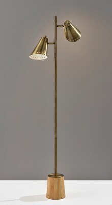 Adesso Josephine 60.5" Antique Brass Floor Lamp with Cone Shades (9411-21)