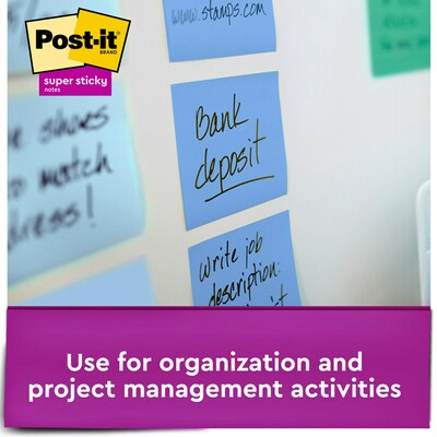 Post-it Recycled Super Sticky Pop-up Notes, 3" x 3", Oasis Collection, 90 Sheet/Pad, 6 Pads/Pack (R330-6SST)