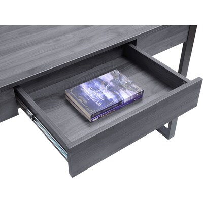 Lorell SOHO 47" W Desk with Center Drawer, Weathered Charcoal Laminate (LLR97618)