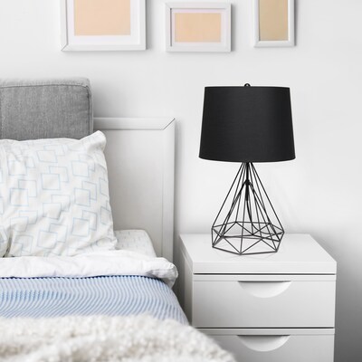 Lalia Home Geometric Wired Table Lamp, Fabric Shade, Black Matte (LHT-5024-BK)