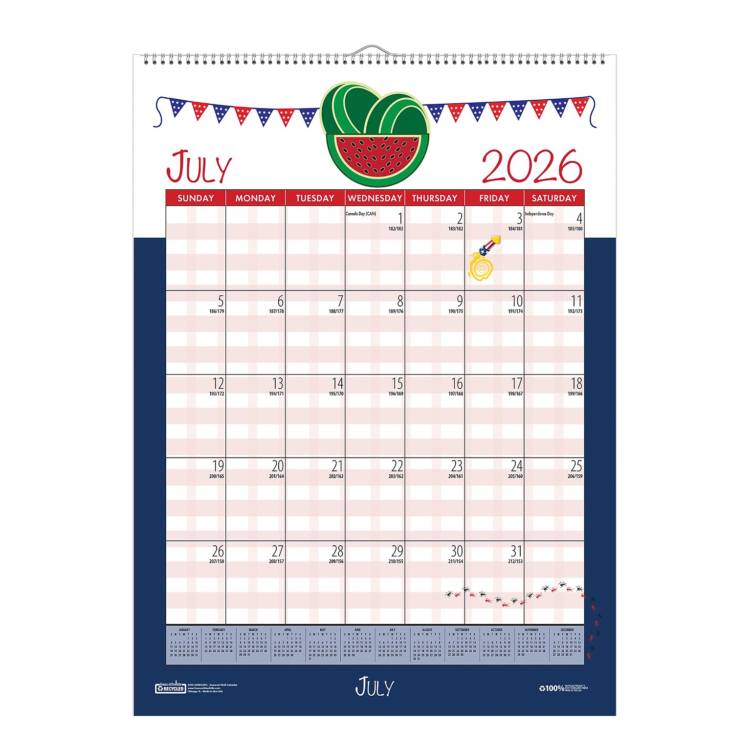 2026-2027 House of Doolittle Seasonal Holiday 12 x 16.5 Academic Monthly Wall Calendar (3395-27)
