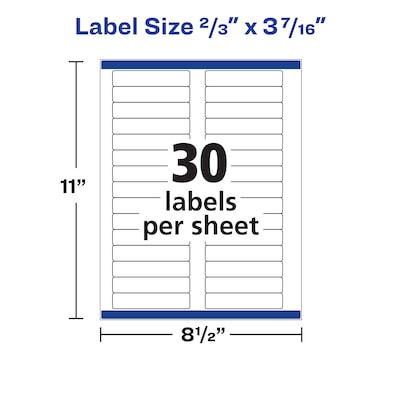 Avery Laser/Inkjet Permanent File Folder Labels, 2/3" x 3-7/16", White, 150 Labels/Pack (8593)
