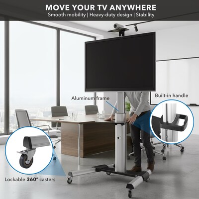 Mount-It! 2-Shelf Mobile Height Adjustable TV Cart for 32"-70" Displays, Gray (MI-875)