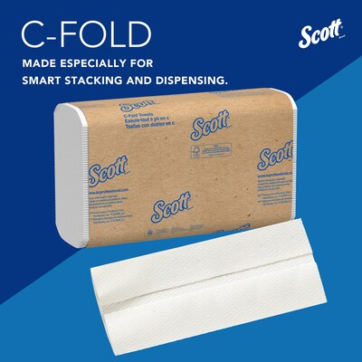 Scott Essential Recycled C-Fold Paper Towels, 1-Ply, 200 Sheets/Pack, 9 Packs/Carton (03623)