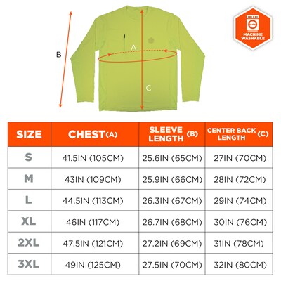 Chill-Its 6689 Long Sleeve Cooling Sun Shirt with UV Protection, Lime, 2XL (12146)