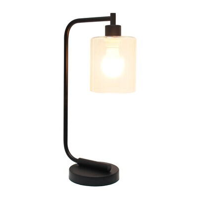 Creekwood Home Vintage Vantage 18.8 Minimalist Industrial Curved Arm Desk Lamp, Feit LED Bulb, Blac