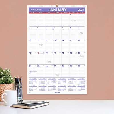2027 AT-A-GLANCE 20" x 30" Monthly Wall Calendar, White/Purple (PM4-28-27)