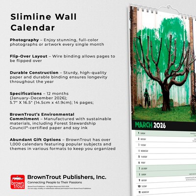 2026 BrownTrout Banksy's Graffiti 5.88" x 16.5" Monthly Wall Calendar (9798330701674)