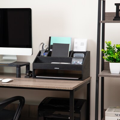 Mind Reader 6-Compartment Desk Organizer, Black (DESKCOMP-BLK)