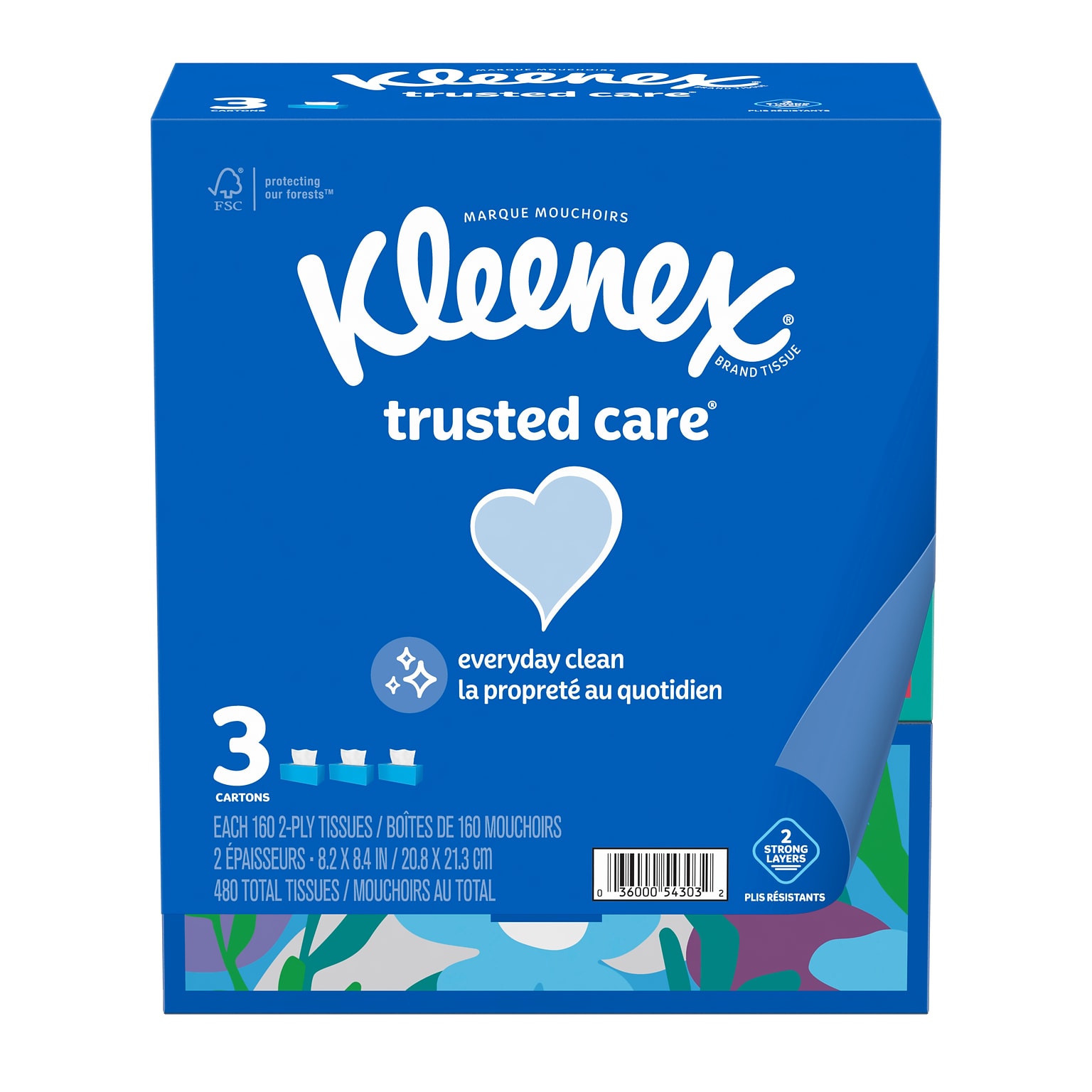 Kleenex Standard Facial Tissue, 2-Ply, 160 Sheets/Box, 3 Boxes/Pack (50219)