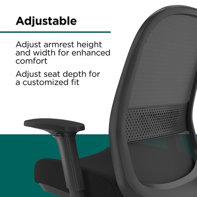 Workplace2.0™ Bedford Ergonomic Fabric/Mesh Swivel Task Chair, Black (UN60991)