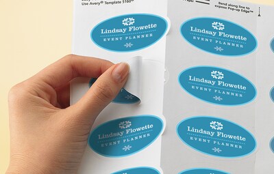 Avery Easy Peel Laser/Inkjet Oval Print to the Edge Labels, 1-1/2" x 2-1/2", White, 270 Labels/Pack (6583)