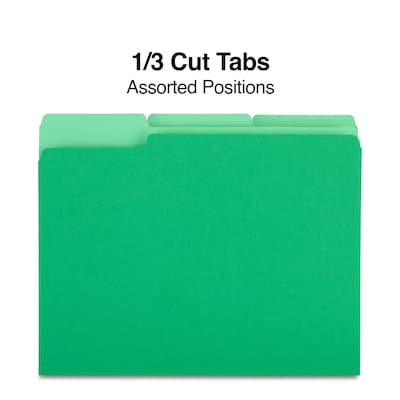 Staples File Folders, 1/3-Cut Tab, Letter Size, Green, 100/Box (ST224543-CC)