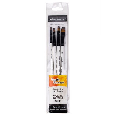 Daler-Rowney Simply Simmons Mixed Media Synthetic Filbert Brushes, White, 4/Set, 2 Sets/Bundle (DRWD