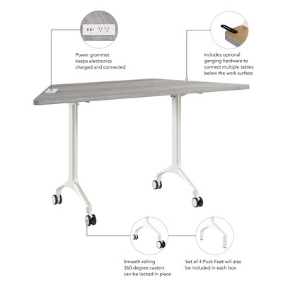 Bush Business Furniture Synergy 60"W Trapezoid Shaped Conference Table, Platinum Gray (SGD160PG)