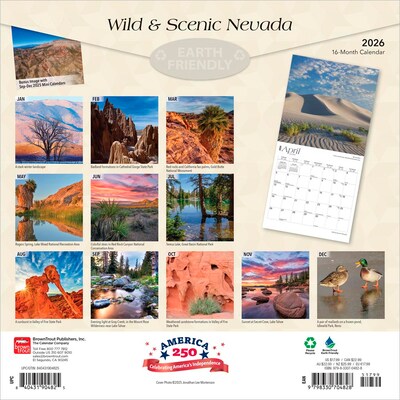 2026 BrownTrout Nevada Wild & Scenic 12 x 12 Monthly Wall Calendar (9798330704828)