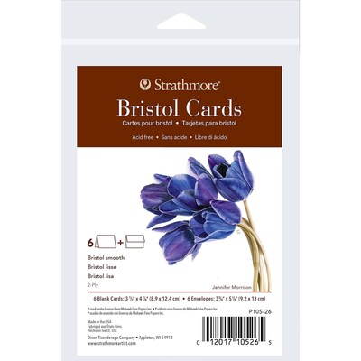 Strathmore 400 Series Bristol Cards & Envelopes, 4.875 x 3.5, White, 6/Pack, 3 Packs/Bundle (STTP1