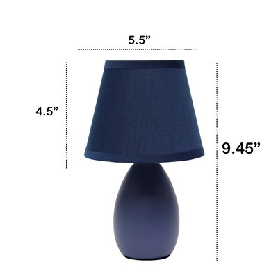 Creekwood Home Nauru 9.45" Traditional Petite Ceramic Oblong Bedside Table Desk Lamp, Blue, 2/Pack (CWT-2005-BL-2PK)