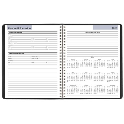 2026 AT-A-GLANCE DayMinder 7" x 8.75" Weekly Planner, Faux Leather Cover, Black (G535-00-26)
