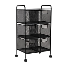 Mind Reader Network Collection 6-Drawer Office Utility Cart, Black (6DRMESH-BLK)