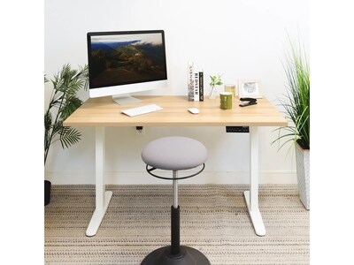 Mount-It! 55"W Electric Rectangular Adjustable Standing Desk, Maple/White (MI-18097)