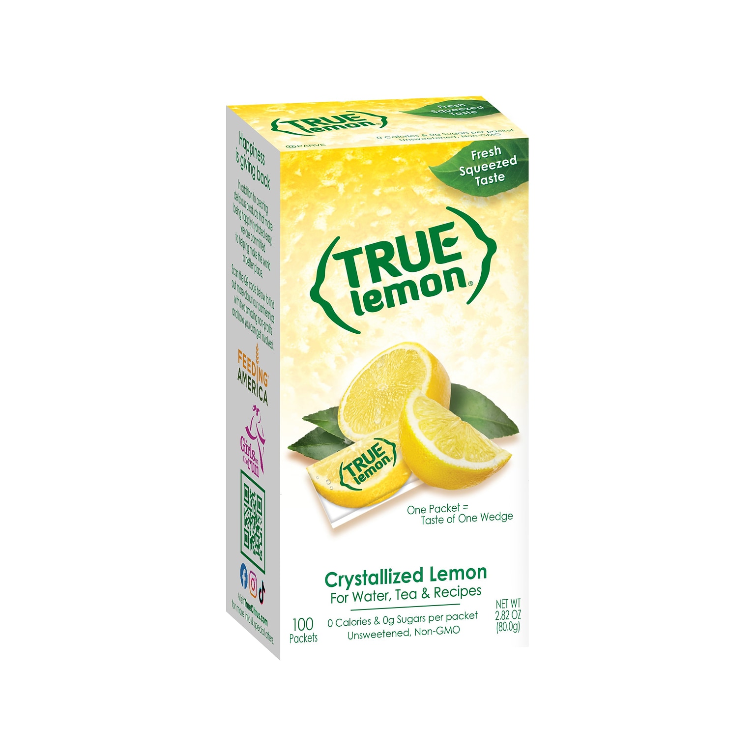 True Lemon Zero-Calorie Sugar-Free Crystallized Lemon, 0.03 oz., 100 Packets/Box (31021)