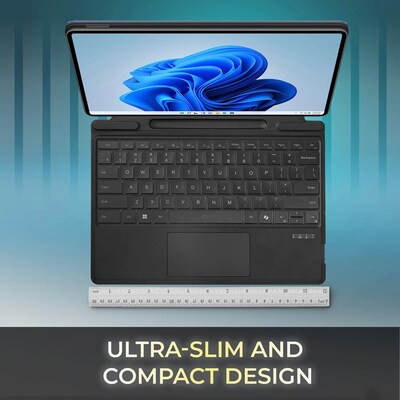 Adesso Aluminum 13" Portable Bluetooth Keyboard/Cover Case for Microsoft Surface Pro 8 & 9 & 10 & 11, Black (WKB-7040)