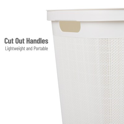 Mind Reader 15.85-Gallon Hamper with Lid, Plastic, White (60FABHAMP-WHT)