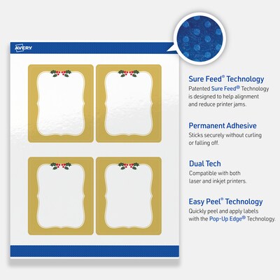 Avery Rectangle Multipurpose Labels, 4" x 3-1/3", White, 40/Pack (19479370470)