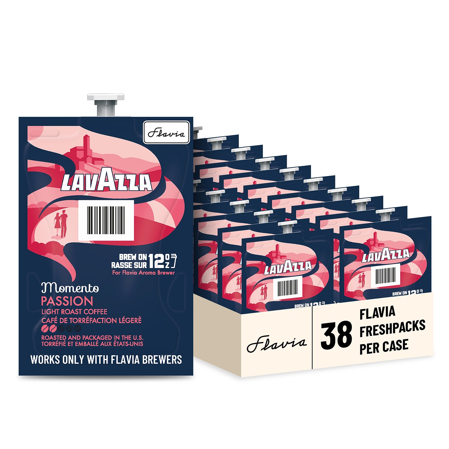 Lavazza Momento Passion Coffee Flavia Freshpacks, Light Roast, 38/Carton (48790)
