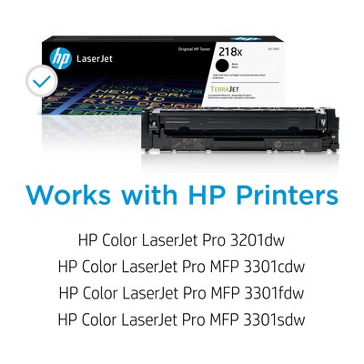 Original HP 218X Black High-yield Toner Cartridge (W2180X), print up to 3,200 pages