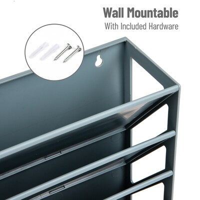 Mind Reader 5-Compartment Mountable Plastic Vertical File Storage, Gray  (WALLANCH-GRY)