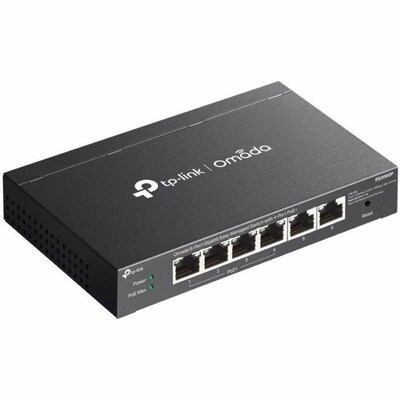 TP-Link Omada 6-Port Gigabit Easy Managed Switch with 4-Port PoE+, Black (ES206GP)