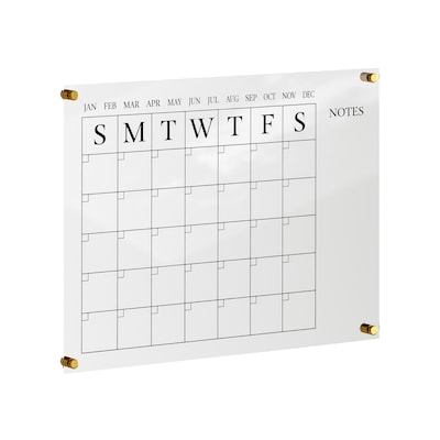 Martha Stewart Grayson Acrylic Black Print Dry Erase Wall Calendar with Notes, 24 x 18 (BRAC4560BK