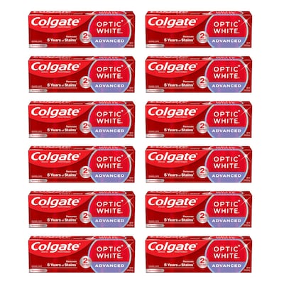 Colgate Optic Advanced White Sparkling Mint Toothpaste,  0.75 oz Tube, 12 Tubes/Bag, 12 Bags/Carton