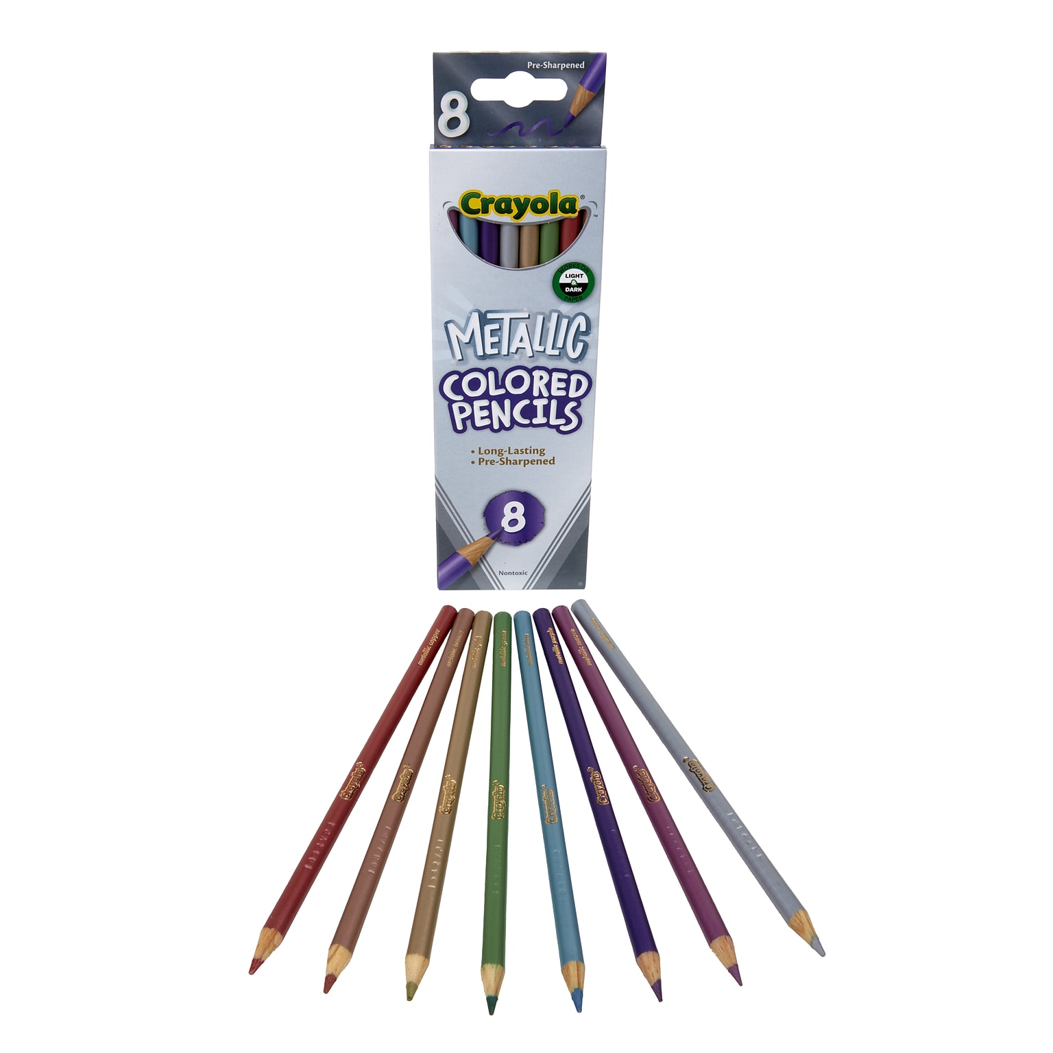 Crayola Metallic Colored Pencils, Assorted Colors, 8/Pack (68-3708)