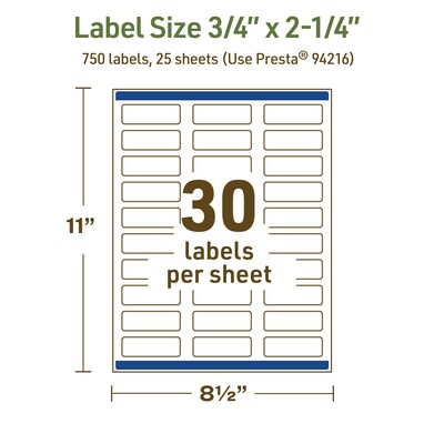 Avery Dissolvable Rectangle Multipurpose Labels, 0.75" x 2.25", Off-white, 750/Pack (94216)