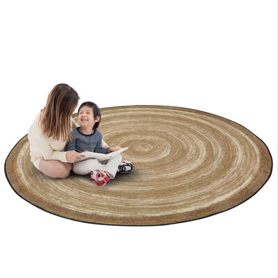 Joy Carpets Feeling Natural Nylon 5'4" Round Machine Tufted Rug, Sand (1972H-03)