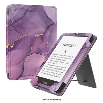 SaharaCase Indy Series TPU 7 Marble Hand Strap Folio Case for Amazon Kindle Paperwhite & Colorsoft, Purple (TB00439)