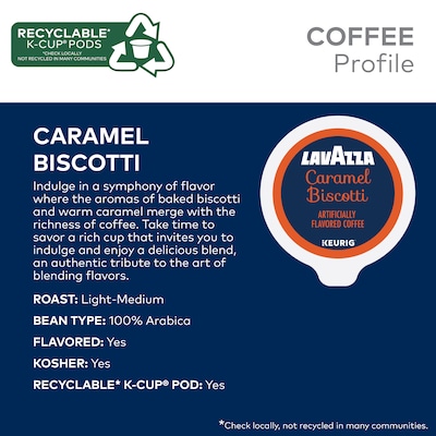 Lavazza Caramel Biscotti Coffee Keurig® K-Cup® Pods, Light Roast, 22/Box (5000384732)